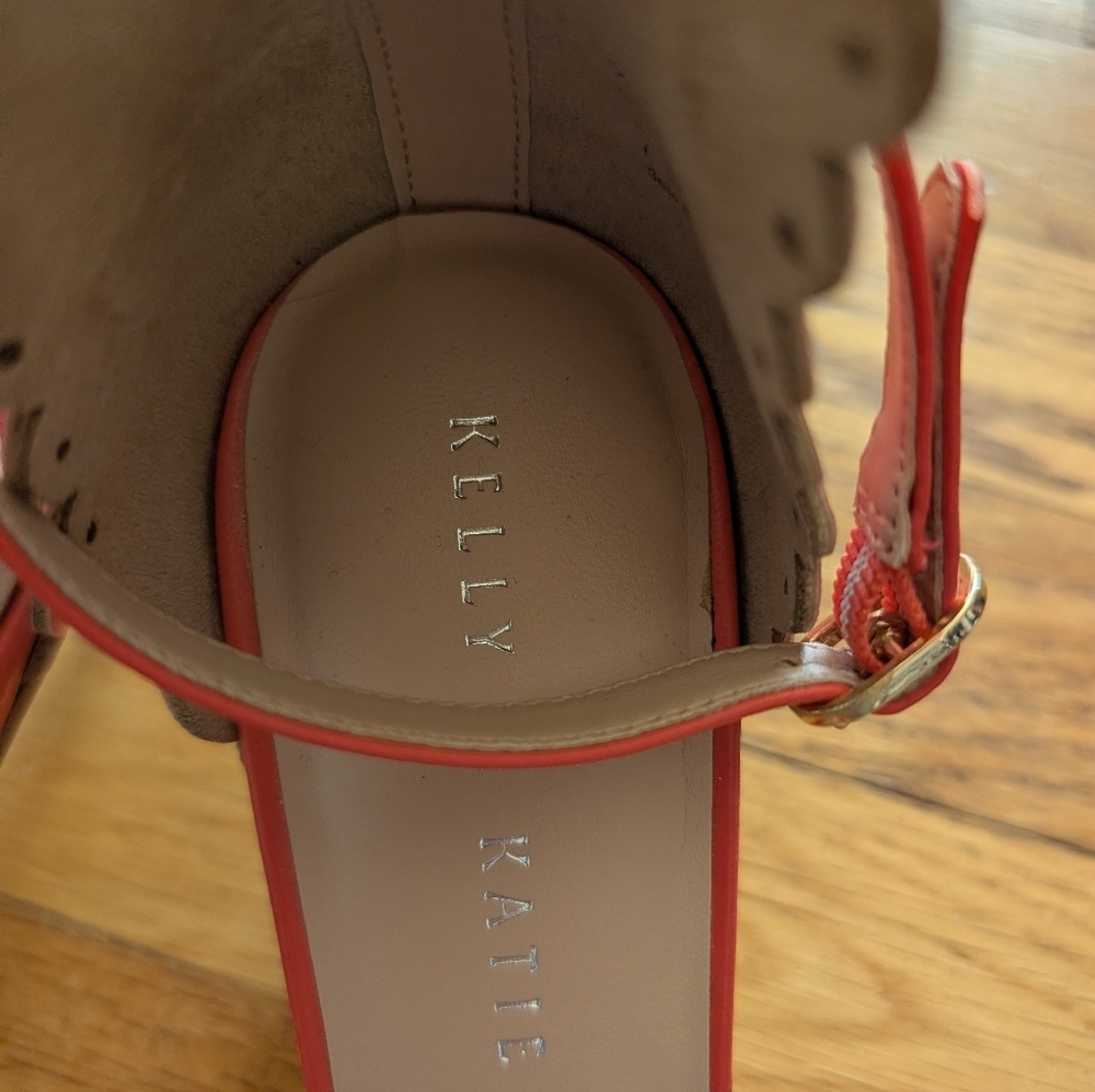 Kelly & Katie Coral Scalloped Ankle-Strap Heels - Picture 6 of 7